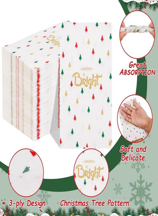 WDF 100Pack Colorful Christmas Hand Towels Disposable - 3 Ply Disposable Christmas Tree Napkins With Merry Bright -Colorful Napkins for Bathroom Table Decor - Image 4